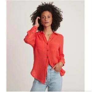 Marine Layer Reese Doublecloth Button Down in Red